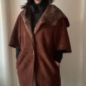 Brown Fall OverCoat with Faux Fur